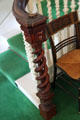Corkscrew newel post of banister in Mayflower Society House. Plymouth, MA