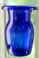 Mold-blown fluted blue glass vase by Boston & Sandwich Glass Co. at Sandwich Glass Museum. Sandwich, MA.