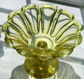 Pressed glass canary loop pattern compote with base at Sandwich Glass Museum. Sandwich, MA.