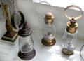 Mold-blown lanterns engraved with promotional names by Boston & Sandwich Glass Co. at Sandwich Glass Museum. Sandwich, MA.