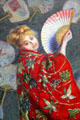 Detail of La Japonaise painting by Claude Monet at Museum of Fine Arts. Boston, MA.