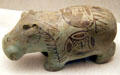 Ancient Egyptian faience hippopotamus figure at Museum of Fine Arts. Boston, MA.