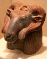 Ancient Egyptian ram's head finial from Karnak at Museum of Fine Arts. Boston, MA.
