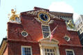 Lion, clock & unicorn atop Old State House. Boston, MA.