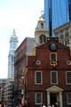 Northern facade of Old State House with Custom House tower beyond. Boston, MA.