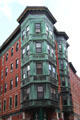 141 Salem St. with green octagonal bays. Boston, MA.