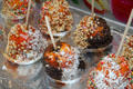 Candied apples at Italian neighborhood street festival in north end of Boston. Boston, MA.