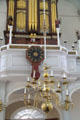 Organ, clock & chandelier of Old North Church. Boston, MA.