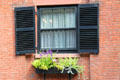 Beacon Hill window with shutters & flower box. Boston, MA.