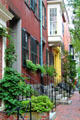 Pinckney St. streetscape of row houses. Boston, MA.