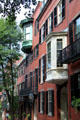 Bay windows on Beacon Hill row houses. Boston, MA.