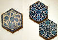 Blue hexagonal ceramic tiles from Iznik, Turkey at Harvard Art Museums. Cambridge, MA.