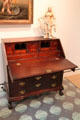 Gentleman's desk from Salem with carving of figure of hope at Peabody Essex Museum. Salem, MA.