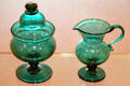 Glass sugar bowl & creamer attrib. to Alfred Green of Boston & Sandwich Glass Co. at Peabody Essex Museum. Salem, MA.