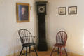 Tall clock & chairs at John Quincy Adams birthplace. Quincy, MA.