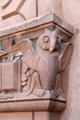 Owl carving by Joseph A. Coletti on Coletti addition of Quincy Public Library. Quincy, MA.