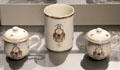 Chinese export porcelain custard cups & mugs with symbol of Society of the Cincinnati at Museum of Fine Arts. Boston, MA.
