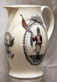 Creamware pitcher called Boston Fusilier from Staffordshire or Liverpool, England at Museum of Fine Arts. Boston, MA.