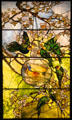 Parakeets & Gold Fish Bowl stained glass window by Louis Comfort Tiffany of New York City at Museum of Fine Arts. Boston, MA.