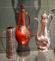 Silver & copper pitcher by Tiffany & Co. & two Ewers by Gorham Manuf. Co. of Providence, RI at Museum of Fine Arts. Boston, MA.