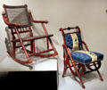 Rocking chair & side chair both by George Hunzinger of New York City at Museum of Fine Arts. Boston, MA.