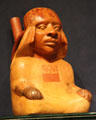 Moche earthenware portrait bottle from Peru at Museum of Fine Arts. Boston, MA.