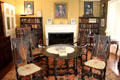 Library with English table & Jacobean-style chairs at Nichols House Museum. Boston, MA.