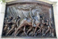 Robert Gould Shaw Memorial sculpture by Augustus Saint-Gaudens honors Civil War black 54th Regiment opposite Massachusetts State House. Boston, MA.