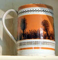Annular earthenware mug with mocha decoration at Concord Museum. Concord, MA