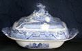 Blue& white Chinese-style covered dish at Rev. John Hale House. Beverly, MA.