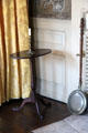 Candle stand & bed warmer in bedroom at Jeremiah Lee Mansion. Marblehead, MA.
