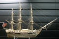 Ivory model of USS Constitution, a 1797 American 44-gun frigate at Naval Academy Museum. Annapolis, MD.