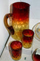 Amberina glass champagne pitcher & tumblers probably by New England Glass Works, Cambridge, MA, in Maine State Museum. Augusta, ME.