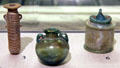 Glass Greek perfume flask , Roman bottle, & Roman lidded box at Detroit Institute of Arts. Detroit, MI.