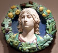 Enameled terra cotta head of youth by workshop of Andrea della Robbia at Detroit Institute of Arts. Detroit, MI.
