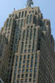Limestone facade of Penobscot Building. Detroit, MI.