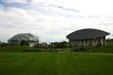 Glass house & amphitheater at Meijer Garden. Grand Rapids, MI.
