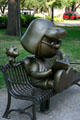 Peanuts characters on bench by native son Charles Schultz in downtown park. St. Paul, MN.