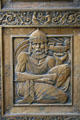 Classical literary figure on bronze doors of Mayo Clinic Plummer Building. Rochester, MN.