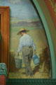Mural farmer carrying bucket by Oskar Gross in National Farmer's Bank. Owatonna, MN.