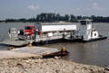 Ferry carries semi trailer truck across Mississippi River. Ste. Genevieve, MO.