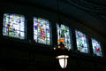 Stained glass window with Missouri values scenes at Missouri State Capitol. Jefferson City, MO.
