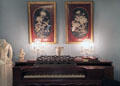 Square piano under Chinese art at Vaile Mansion. Independence, MO.