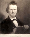 George Caleb Bingham self-portrait graphic at Lewis-Bingham-Waggoner House. Independence, MO.