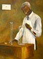 Detail of painting of George Washington Carver in his lab by Paulette Jeck at Carver's Birthplace National Monument. Diamond, MO