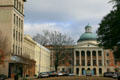 Old Mississippi State Capitol with heritage buildings along Capitol Street. Jackson, MS.