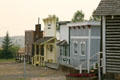 Row of false-fronted frontier buildings at World Museum of Mining. Butte, MT.
