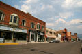 Historic district streetscape along Broadway from Morris to Hirbour Blocks. Butte, MT.