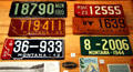 Montana license plates at Montana Historical Society museum. MT.