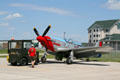 North American P-51D Mustang being moved onto taxiway for test flight at Fargo Air Museum. Fargo, ND.